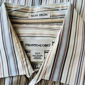Pronto Uomo Men's Striped Shirt - Blue and Brown